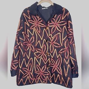 Parsley & Sage Black Blazer with Tan and Red Ribbon Detail XL ⚫️ Awesome